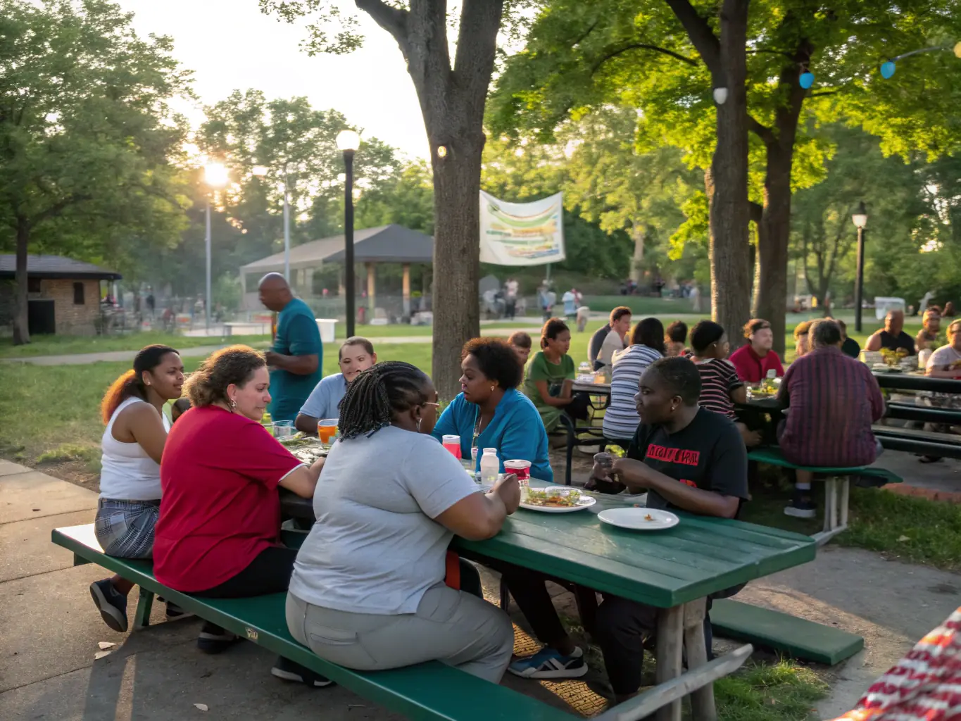A group of community members gathered at a local event, highlighting community engagement and social interaction.